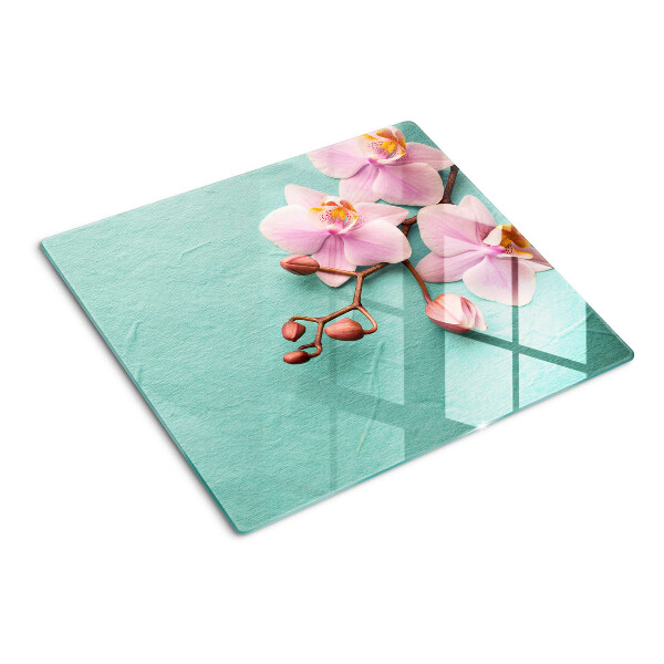 Tábua para cozinha Orquídeas em fundo azul