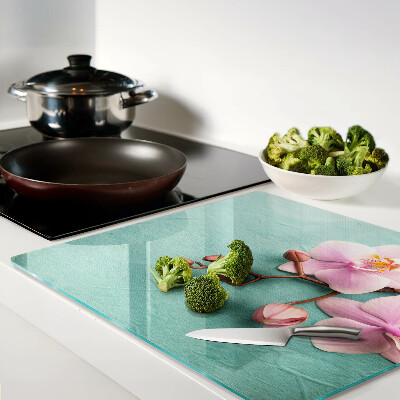 Tábua para cozinha Orquídeas em fundo azul