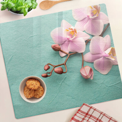 Tábua para cozinha Orquídeas em fundo azul