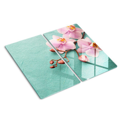 Tábua para cozinha Orquídeas em fundo azul