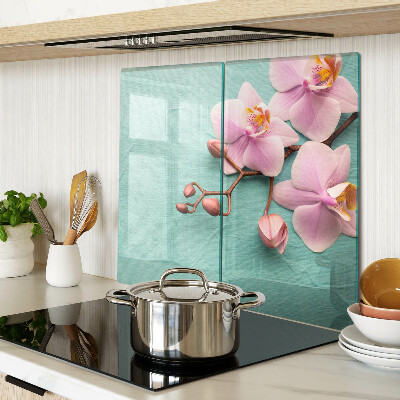 Tábua para cozinha Orquídeas em fundo azul