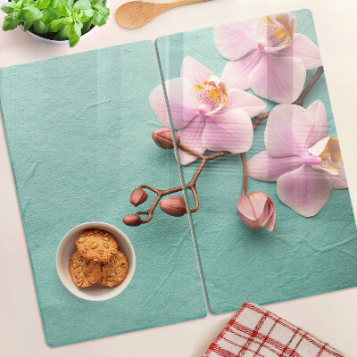 Tábua para cozinha Orquídeas em fundo azul