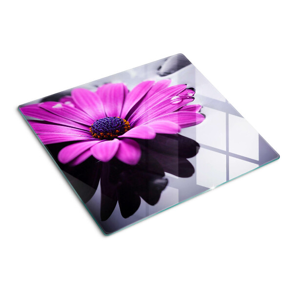 Tábua para cozinha Flor roxa com gotas de água