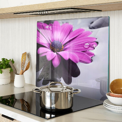 Tábua para cozinha Flor roxa com gotas de água
