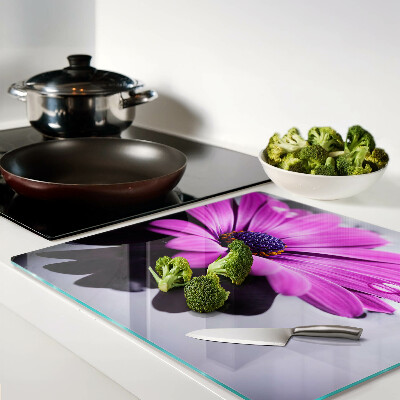 Tábua para cozinha Flor roxa com gotas de água