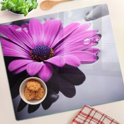 Tábua para cozinha Flor roxa com gotas de água