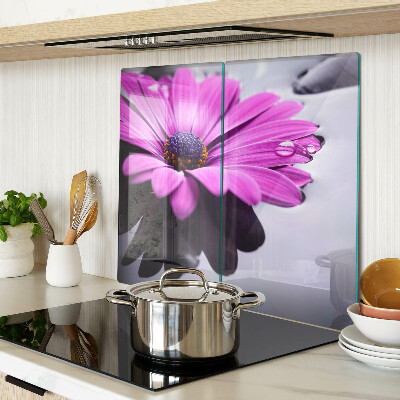 Tábua para cozinha Flor roxa com gotas de água