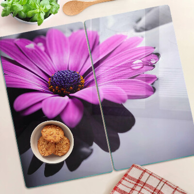 Tábua para cozinha Flor roxa com gotas de água