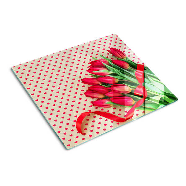 Tábua para cozinha Tulipas com corações e fita