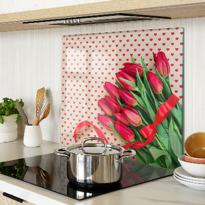 Tábua para cozinha Tulipas com corações e fita