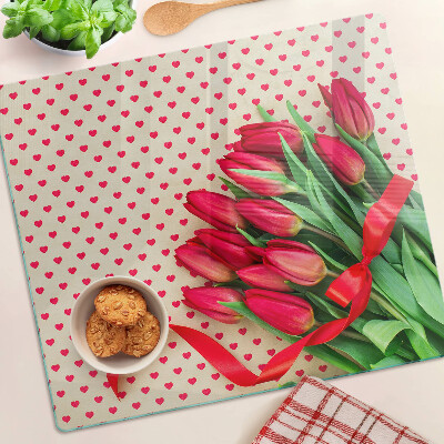 Tábua para cozinha Tulipas com corações e fita