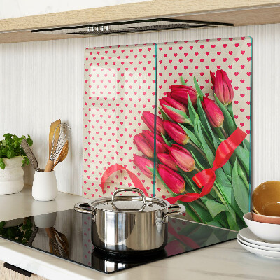 Tábua para cozinha Tulipas com corações e fita