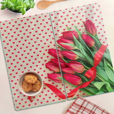 Tábua para cozinha Tulipas com corações e fita