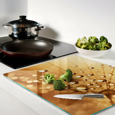 Tábua para cozinha Gotas de água em um dente-de-leão