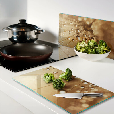 Tábua para cozinha Gotas de água em um dente-de-leão