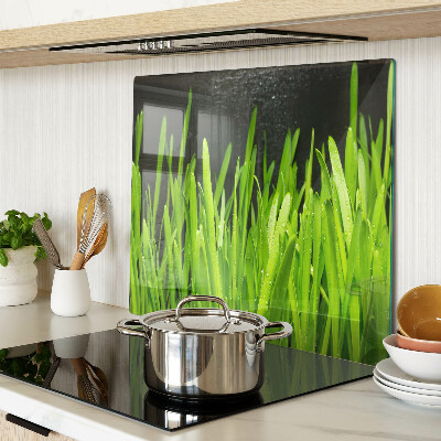 Tábua para corte Grama verde com gotas de água