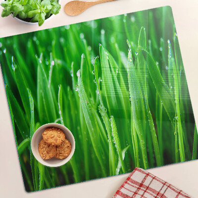 Tábua para corte Grama com gotas de água