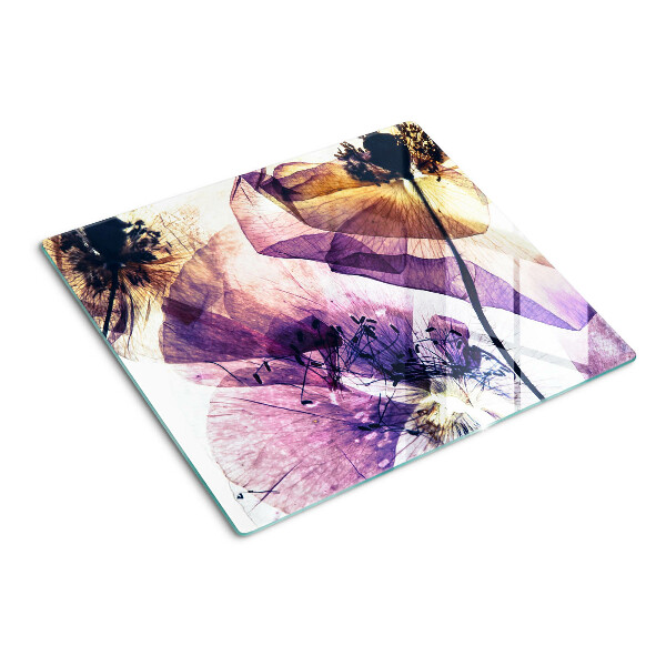 Tábua para cozinha Flores em tons de roxo e amarelo