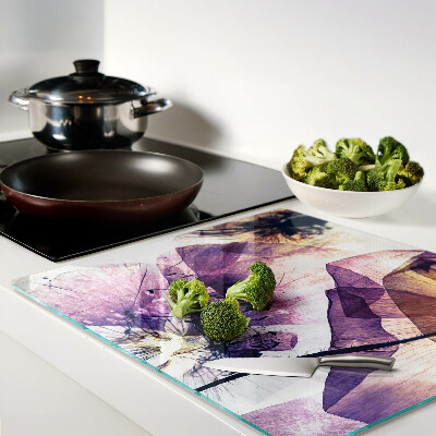 Tábua para cozinha Flores em tons de roxo e amarelo