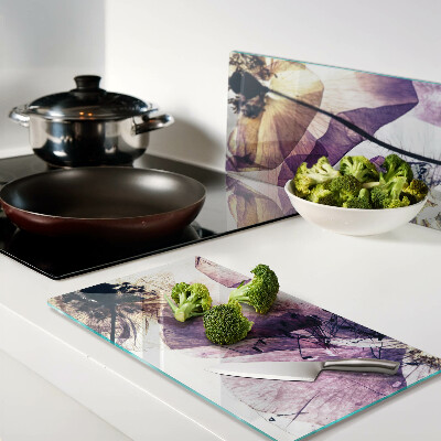 Tábua para cozinha Flores em tons de roxo e amarelo