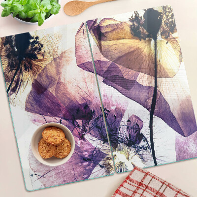 Tábua para cozinha Flores em tons de roxo e amarelo