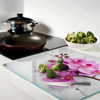 Tábua para cozinha Orquídeas em fundo branco