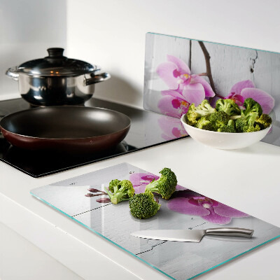 Tábua para cozinha Orquídeas em fundo branco