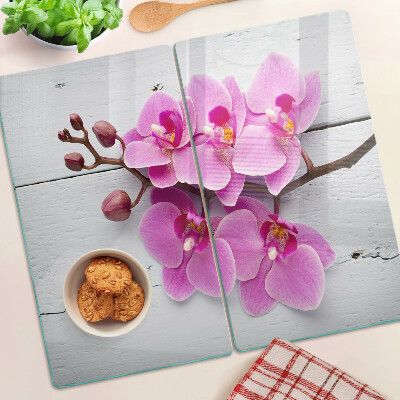 Tábua para cozinha Orquídeas em fundo branco