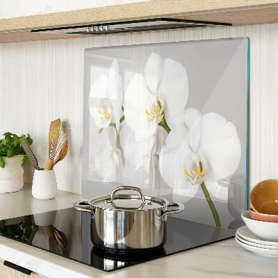 Tábua para cozinha Orquídeas em fundo espelhado