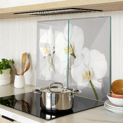 Tábua para cozinha Orquídeas em fundo espelhado