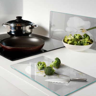 Tábua para cozinha Orquídeas em fundo espelhado