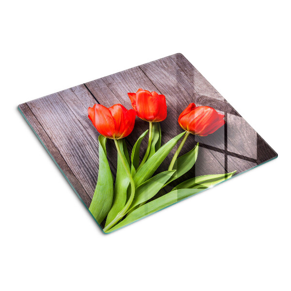 Tábua para cozinha Tulipas em um fundo de madeira