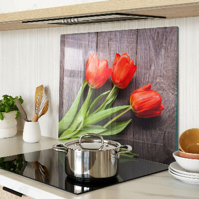 Tábua para cozinha Tulipas em um fundo de madeira