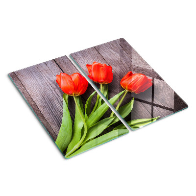 Tábua para cozinha Tulipas em um fundo de madeira