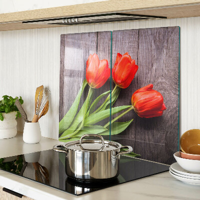 Tábua para cozinha Tulipas em um fundo de madeira