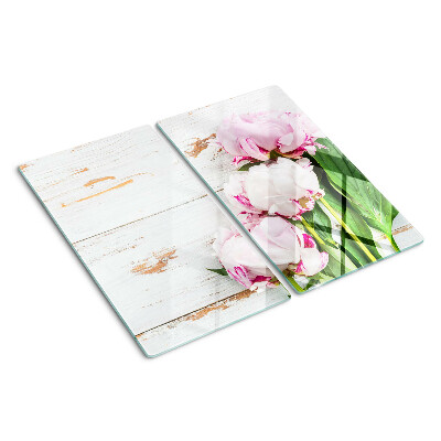 Tábua para cozinha Flores de peônia em um fundo de madeira