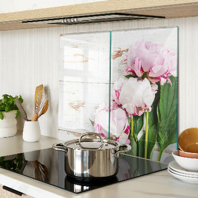 Tábua para cozinha Flores de peônia em um fundo de madeira