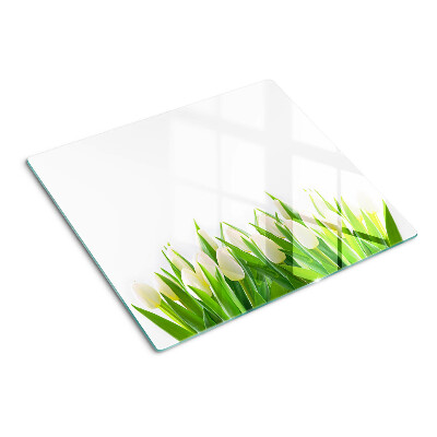 Tábua para cozinha Tulipas na grama verde