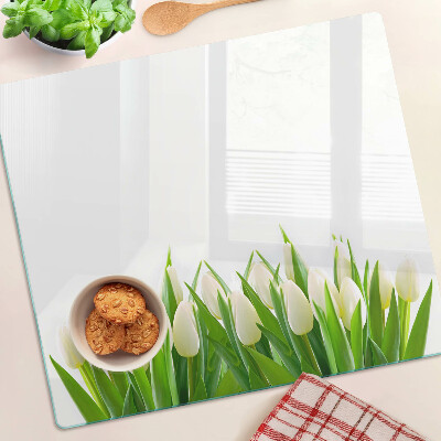 Tábua para cozinha Tulipas na grama verde