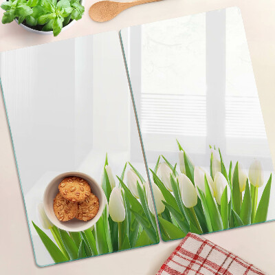 Tábua para cozinha Tulipas na grama verde