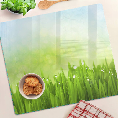Tábua para cozinha Grama verde com gotas de água