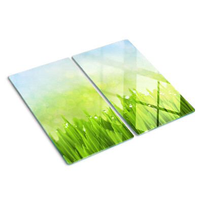 Tábua para cozinha Grama verde com gotas de água