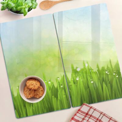 Tábua para cozinha Grama verde com gotas de água
