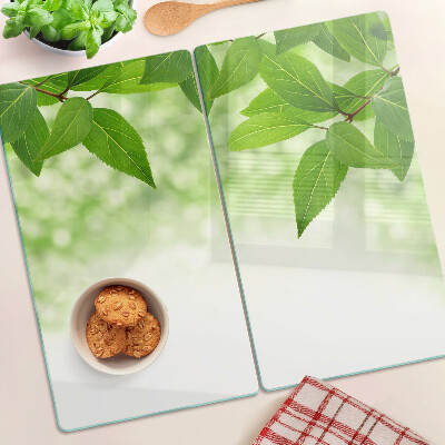 Tábua para corte Folhas contra um fundo de vegetação desfocada