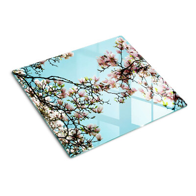 Tábua para cozinha Flores de magnólia em um fundo azul