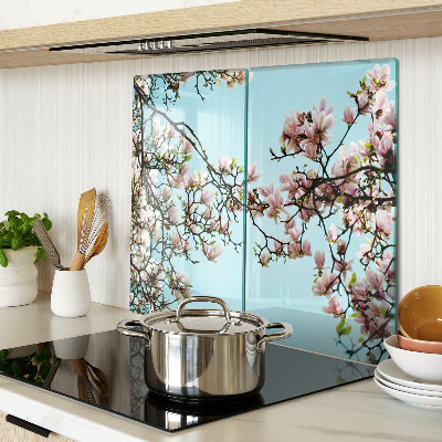 Tábua para cozinha Flores de magnólia em um fundo azul