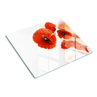 Tábua para cozinha Flores de papoula na cor vermelha