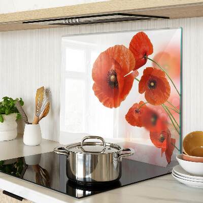 Tábua para cozinha Flores de papoula na cor vermelha
