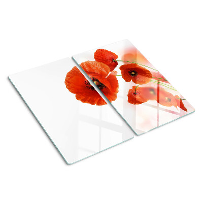 Tábua para cozinha Flores de papoula na cor vermelha