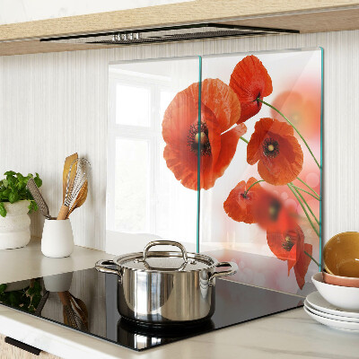 Tábua para cozinha Flores de papoula na cor vermelha